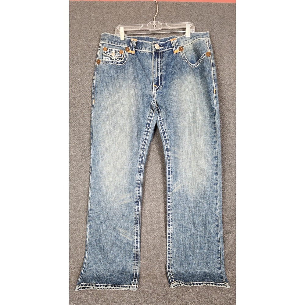 True Religion Bobby Super T Jeans Mens 38x34‎ Straight Leg Light Wash USA